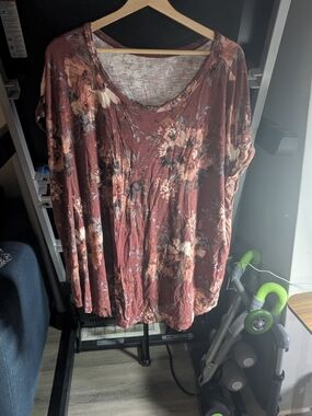 Maurices Rust Floral Scoop Neck Tunic